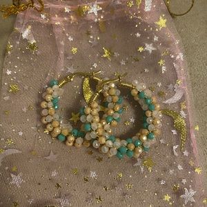 NWOT Beaded Hoop Earrings